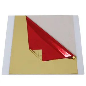 500枚13x13.5cm金と赤の金属装飾紙カラフルな台湾両面模造金箔箔紙シート