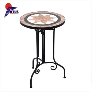 Haute qualité durable en utilisant divers mobilier d'extérieur moderne pliant marron table ronde en mosaïque