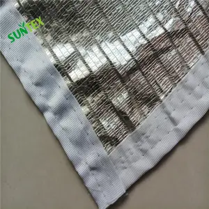 Plastik Perak Reflektif Sun Shade Mesh Net 75% Greenouse Aluminium Thermal Layar Di Dalam dan Di Luar Penutup Lebar 5.3 M