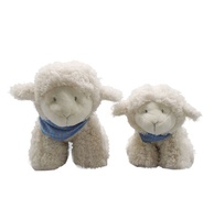 Jouets en peluche personnalisés de 9 ''en peluche blanche avec écharpe bleue