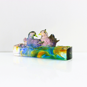 2019 de vidrio personalizado animal escultura arte decoración Pato Mandarín estatuilla - Product Image 4