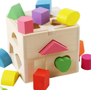 Gioco in Legno con Forme Geometriche Cartoon, Cubi in Legno per Bambini - Product Image 2