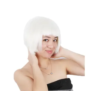 high quality short synthetic wig fashion white bobo wig
