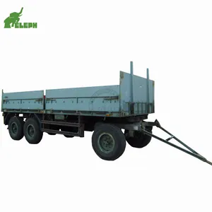 Menggambar Bar Drop Kargo 27ft Wadah Dolly Penarik Turable 3 AS Flat Bed Trailer Penuh dengan Penurunan Sisi Dinding