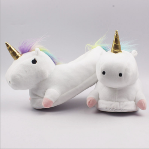 Plush Unicorn <strong>Slippers</strong> White Warm <strong>Novelty</strong> House <strong>Slippers</strong> - Product Image 1
