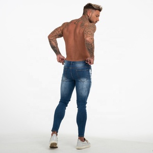 <span class=keywords><strong>Jeans</strong></span> Skinny Strappati Dipinti con Striscia Laterale Blu Affusolati e Stretti da <span class=keywords><strong>Uomo</strong></span> Gingtto - Product Image 6