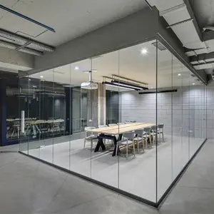 83 Loại Demountable Cách Âm Sử Dụng Frost Glass Phân Vùng Văn Phòng Với Rèm Nhôm