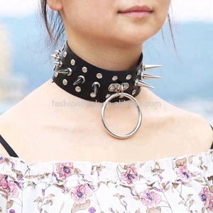 No indie Punk de remache O ronda gargantilla Sexy Bondage exagerados Collar de cuello Collar - Product Image 3