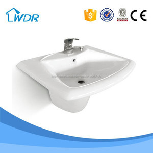 Cerámica de pared moderna semi pedestal de porcelana sanitaria lavarse las manos baño del fregadero del lavabo - Product Image 1