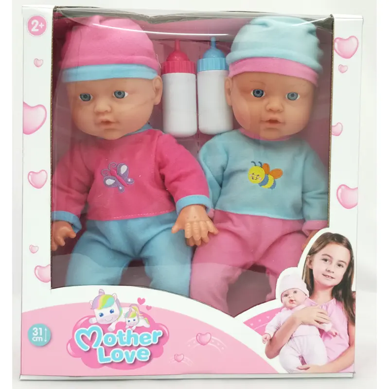 Twin Kids Accompany Doll, Kids Baby doll With Milk Bottle and Accessory