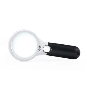 BIJIA 45x Hand held magnifier with 3 small LED lights magnifying glass