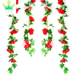 2PCS(14.44FT) Artificiale Rosa Vite Hanging Ghirlanda 66PCS Falso Mini Fiori String Casa Cerimonia Nuziale Del Partito Della Decorazione