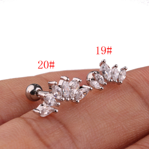 เครื่องประดับสแตนเลสสีเงินบดเจาะต่างหูกระดูกอ่อน - Product Image 3