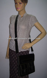 Vintage Striped <b>Tablet</b> Cross Shoulder Genuine Leather <b>Bag</b> - Product Image 3