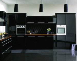 Armario de cocina negro de alto brillo, <span class=keywords><strong>despensa</strong></span> sencilla para el hogar - Product Image 2