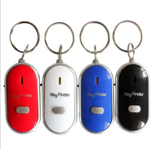 Wholesale promotional gifts electronic light keychain remote sound control anti-lost alarm whistle key finder