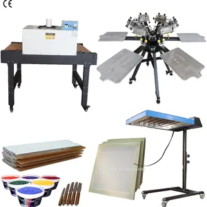 Micro-Registration 6 Color 6 Stations t-shirt screen printing machine & conveyor/flash dryer & ink for silk business