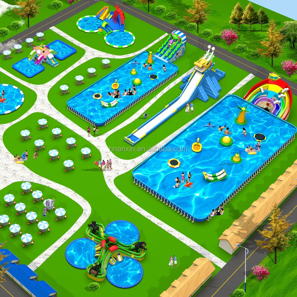 Fertige mobile Wasserparks, die eine aufblasbare Wasserpark kombination entwerfen