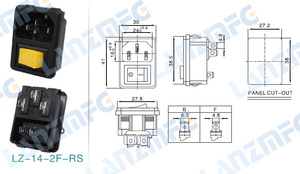 Ổ Cắm Đầu Vào LZ-14-2F + RS IEC C14 Với Công Tắc Rocker Ổ Cắm Điện Iec AC - Product Image 6