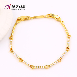 Xuuping Gold Plated <strong>Bracelet</strong>, 24k Gold <strong>Colour</strong> Heart Shape <strong>Bracelet</strong> Inlayed Zircon