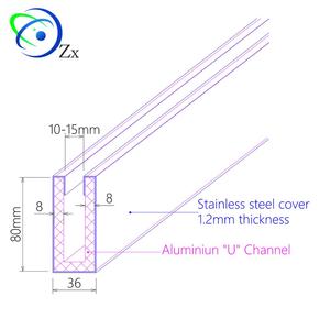 Chaîne <span class=keywords><strong>en</strong></span> Aluminium <span class=keywords><strong>en</strong></span> forme de U pour cadres, idéal pour les rails et les balustrades <span class=keywords><strong>en</strong></span> verre, installation facile, rainure inférieur <span class=keywords><strong>en</strong></span> acier inoxydable, 10/12/15mm, DIY - Product Image 2