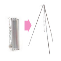 Trépied suspendu en alliage d'aluminium Durable, 3 parties, support de cuisine de Camping, gril pour pique-nique au camp, offre spéciale