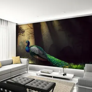 Wallpaper Tropica Dream Garden Eden Peacock Flower Vine 3D Entrance Wallpaper Cafe Mural Wallpaper 3d Forest