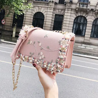 9F005 Wholesale small square flower shoulder handbags for women shoulder bag