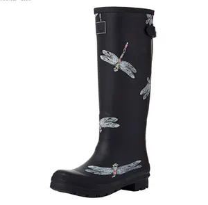 Chaussures de pluie en caoutchouc à impression personnalisée, bottes de pluie pour femmes, prix d'usine chinois,