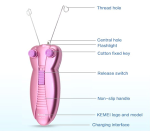 Epilatore Elettrico Kemei KM 2777 per Donna, Design a Farfalla, Depilatore a Filo di Cotone per <span class=keywords><strong>Viso</strong></span>, Macchina per Rimozione Peli Facciali - Product Image 4