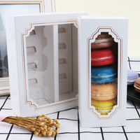 Boîte à tiroir blanc avec fenêtre transparente, 5 et 10 pièces, pour gâteaux et macarons