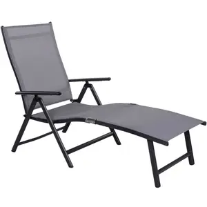 现代铝太阳椅放松海滩折叠床设计自我可调长度