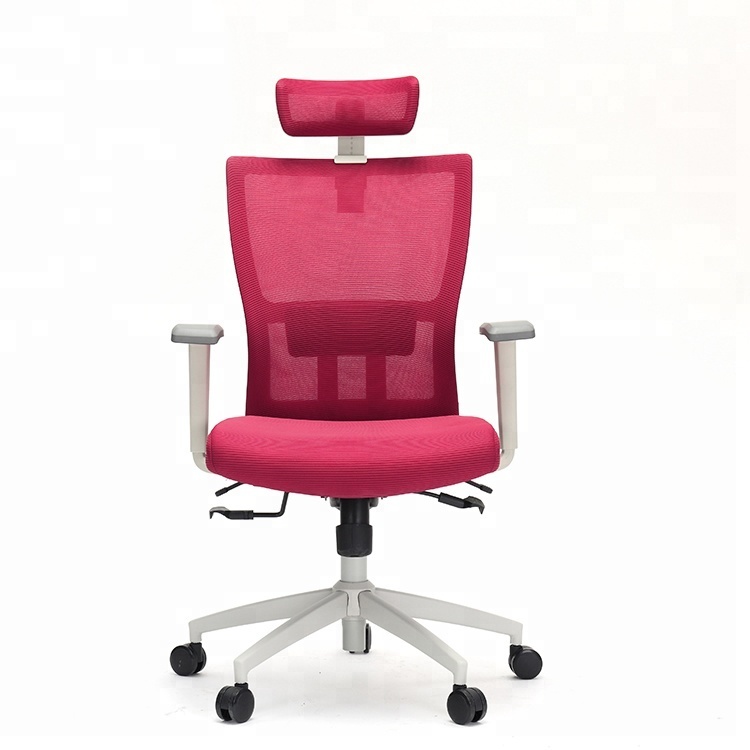 Height adjustable armrest red mesh comfortable office chair with high back