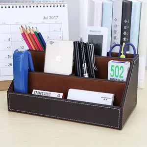 Office Stationery Desk Organizer Fashionable Leather Storage Box