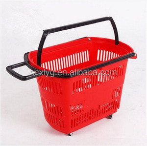 Barato supermercado/Centro Comercial plástico rodando cesta con doble asa para <span class=keywords><strong>la</strong></span> venta - Product Image 5