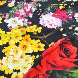 100% Шелковая креп-ткань с цветочным принтом с индивидуальным дизайном