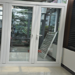 Desain Rumah Kaca Ganda Aluminium Kedap Suara Digunakan Eksterior Bahasa Perancis Pintu Pintu Depan Desain Double Kaca Tempered Pintu Lipat - Product Image 2