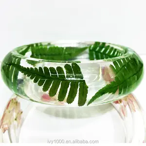 2024 high quality clear customized jewelry resin real dried flower bangle vogue party jewelry bracelets