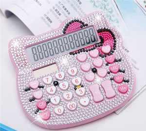 Calculadora de Papelería con Diseño de Gatita, Estilo Coreano, con Cristales Micropavimentados - Product Image 3