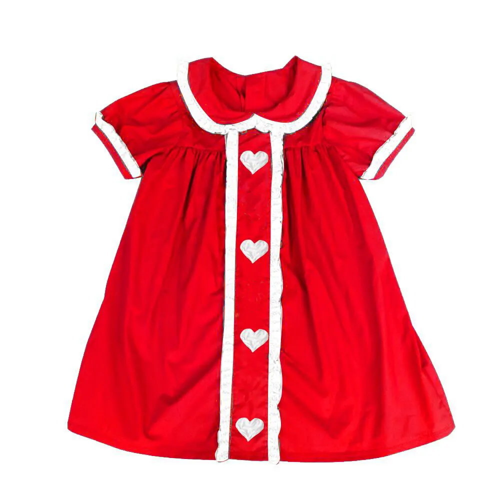 2019 Heart pattern Wholesale Chilrden's boutique clothing red girls clothes Valentine baby dress