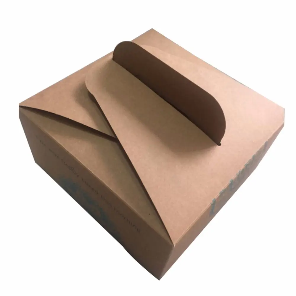 Boîte d'emballage alimentaire de déjeuner de carton de papier enduit de cire carrée faite sur commande de haute qualité avec la poignée