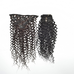 Descuento grande rizado profundo indio virginal del pelo humano clip en extensiones de cabello para afroamericano - Product Image 2
