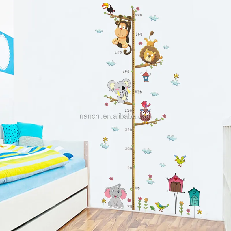 Animal elephant lion zoo Height Wall Stickers for kids children room living room bedroom home decorative waterproof wall sticker