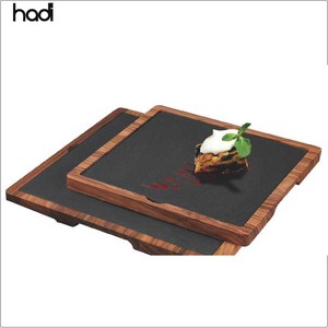 Bandeja de Servicio de Madera de Pizarra Negra para Buffet, Plato de <span class=keywords><strong>Pizza</strong></span> de Madera de Ébano con Asa para Hoteles y Restaurantes, Suministros para Restaurantes Guangzhou Hadi - Product Image 2