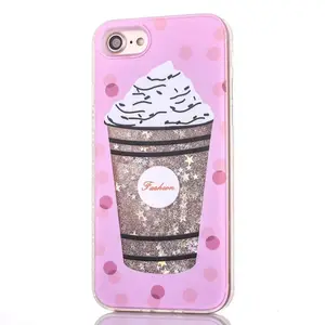 Ice cream colored drawing quicksand plastic case phone cover for iphone 6 plus 6s plus