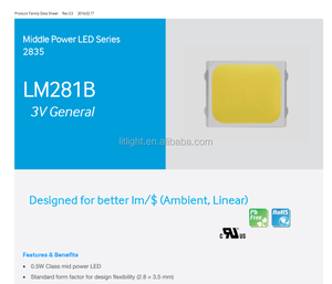 ประสิทธิภาพการส่องสว่าง SMD2835 LM281B Plus Pro 213lm/W 3000K 3500K 4000K 5000K 5700K 6500K <span class=keywords><strong>Samsung</strong></span> 2835 SMD <span class=keywords><strong>ชิป</strong></span> <span class=keywords><strong>LED</strong></span> LM281B + Pro 0.5W - Product Image 4