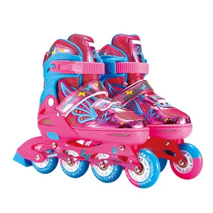 Scarpe da skate regolabili in linea per bambini a quattro ruote a led personalizzate di fabbrica