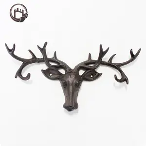 CAST IRON DEER HEAD DECORATIVE WALL MOUNTING HOOKS HANGER CRAFTS