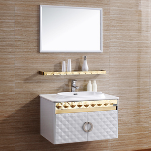 Wholesale Modern Vaniti <strong>White</strong> and Golden Glossy Stainless Steel <strong>Bathroom</strong> Vanity <strong>Cabinet</strong> - Product Image 2