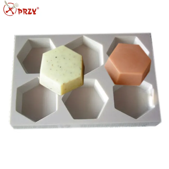 Molde hexagonal de silicona para jabón de 6 cavidades, molde de jabón hecho a mano
